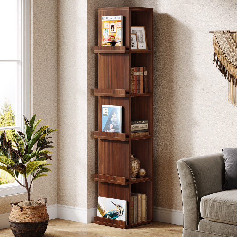 Bibliothèque étroite 70,9 pouces de haut, 5 cubes étroits avec rangement latéral