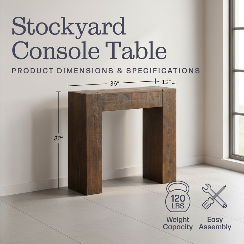 Stockyard 36" Solid Wood Console Table, Brown, Brown