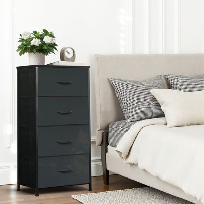 4 Drawer Dresser for Bedroom, Narrow Chest of Drawers, Wooden Top and Study Iron Frame 18"x37.5"-(WxH)