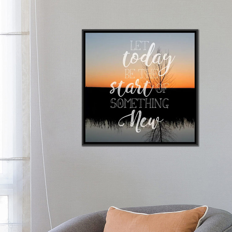 « let today be », impression sur toile, H 18 po x l 18 po x P 1,5 po, Pas de tapis, Toile avec cadre noir