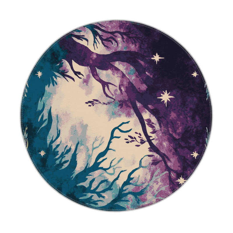 Verdant Twilight Indoor And Outdoor Area Rug, Round 5'