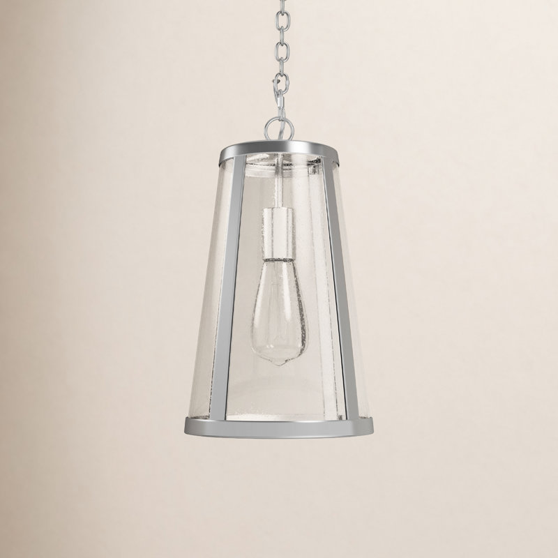 1 - Light Single Pendant, Polished Nickel, 12" H x 8" W x 8" D