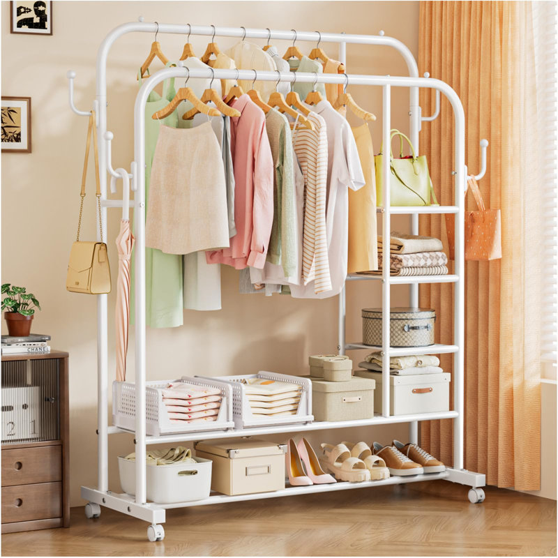 109cm Rolling Clothing Rack, White