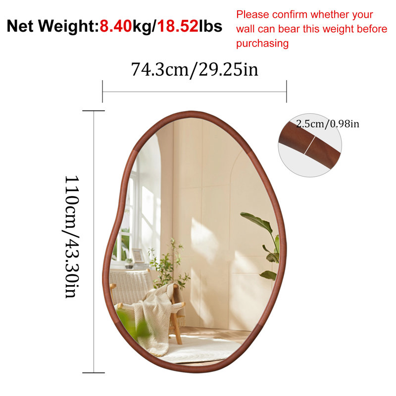 Atharva Solid Wood Novelty Wall Mirror, 110cm x 74cm