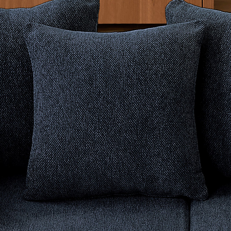 Boneless 74" Chenille Sectional Sofa, Blue Chenille