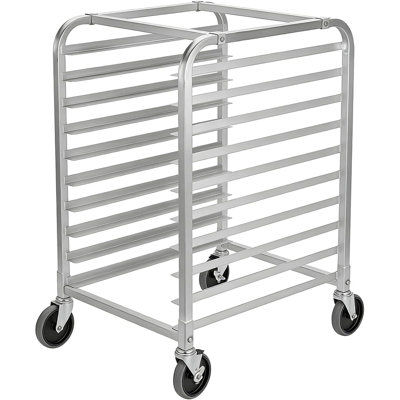 10/20-Tier Aluminum Bun Pan Rack with Locking Wheels, Mobile Commercial Baking Sheet Rack for Bakery & Kitchen
