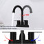 Robinet de salle de bain noir mat - 2/3 trous, bec pivotant à 360 degrés, guide d'installation facile inclus 2 4 po, économie d'énergie