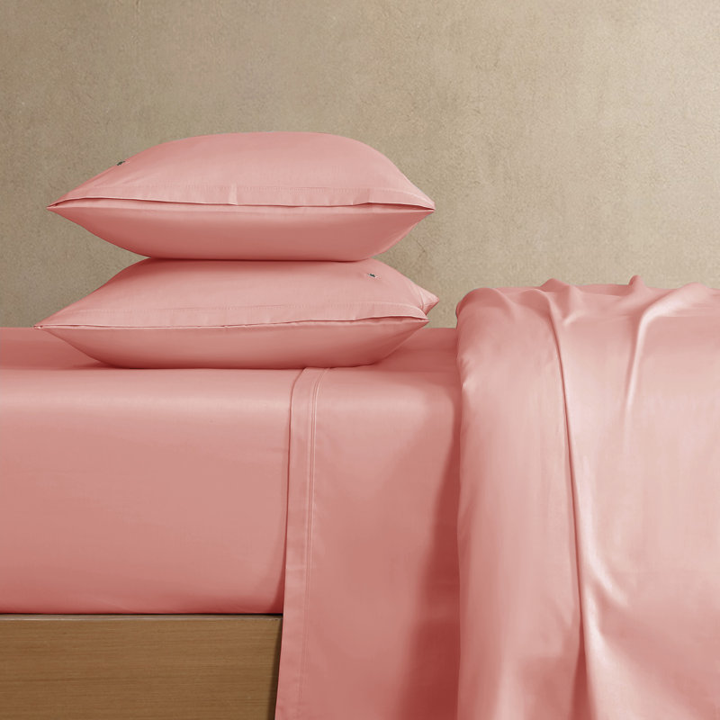 Lacoste Cotton Percale Sheet Set, Crisp Feel & Breathable Bedding, Deep Pocket Fitted Sheet, Canyon, Cal King, Canyon