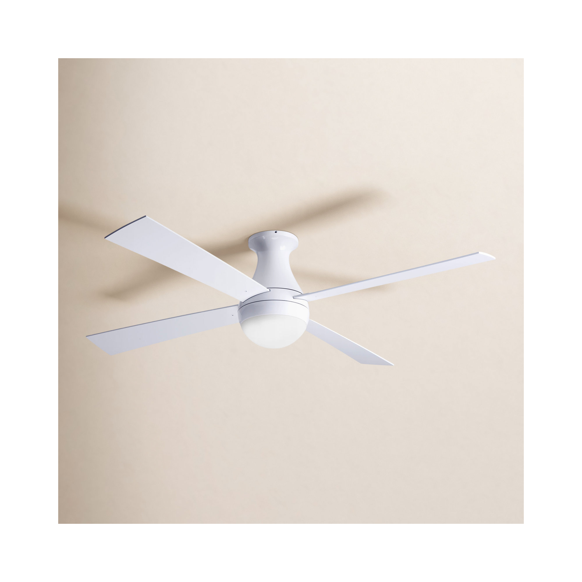 52'' 4 Blade Ceiling Fan with LED Light Kit, Aluminum, Handheld Remote Control (2-wire), Gloss White