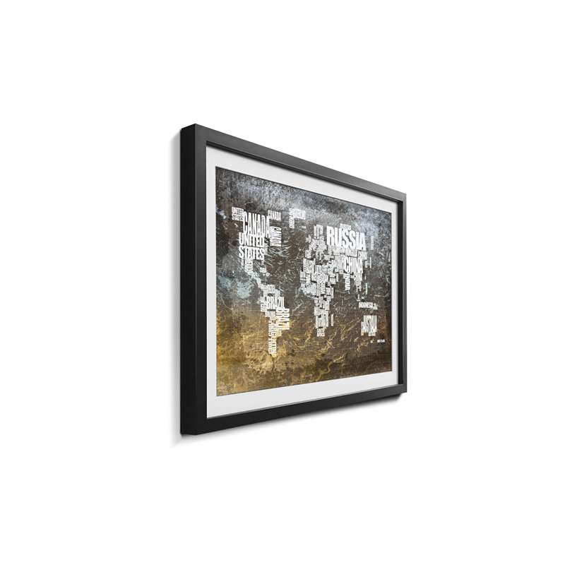 Weltkarten Worldmap No.20 - Single Picture Frame Print, 40cm H x 60cm W x 2.2cm D