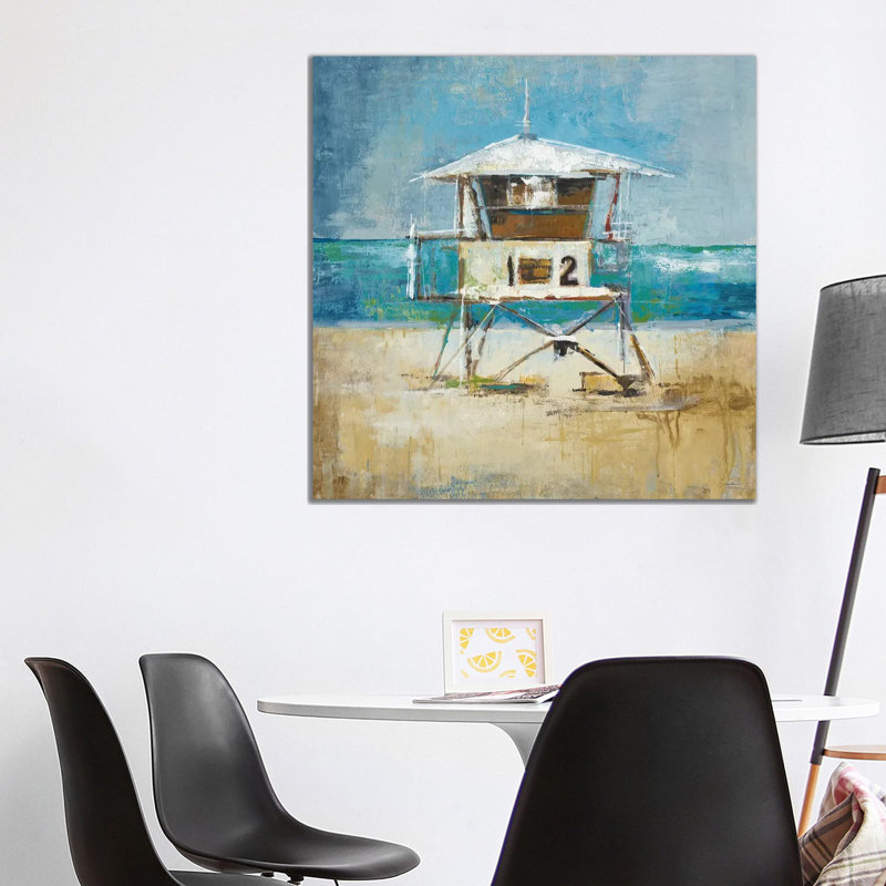 Lifeguard Tower by Liz Jardine - Wrapped Canvas Painting, 93.98 cm H x 93.98 cm W x 3.175 cm D