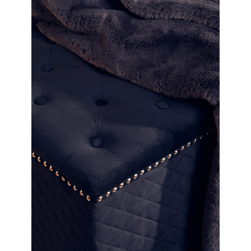 69cm Wide Velvet Standard Ottoman, Black