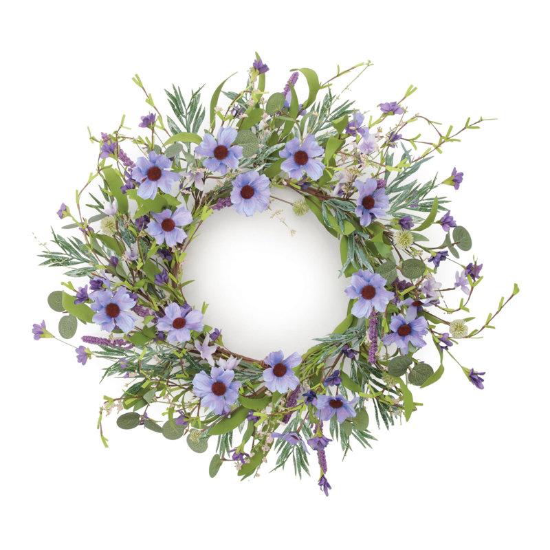Couronne florale rose Cosmos 22 pouces