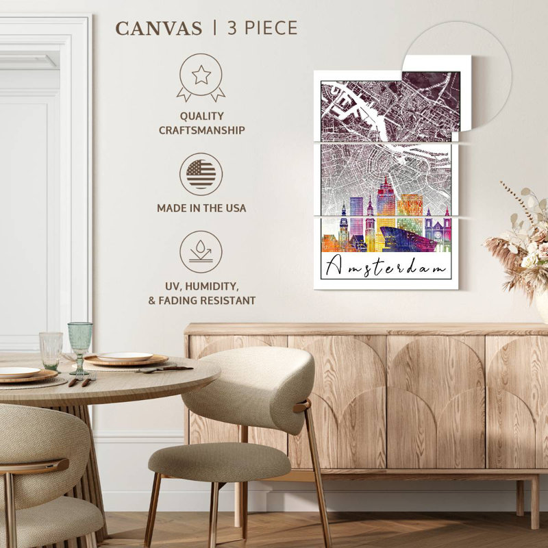 Carte de la ville de Aliaz Amsterdam, H 65 po x l 42 po