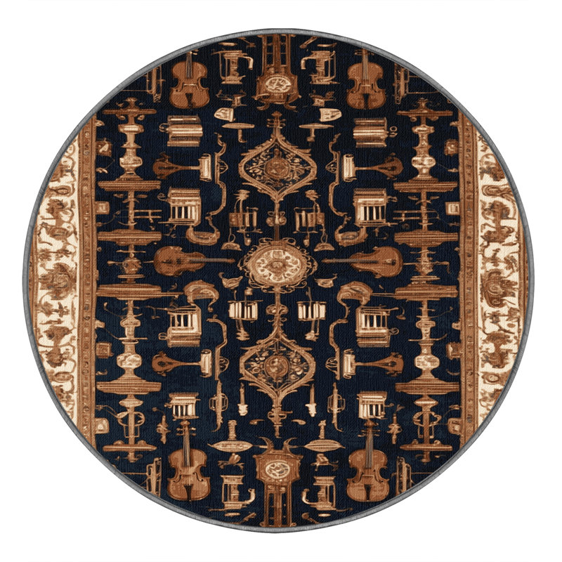 Tapis brun français lavable à la machine, Rond 7 pi