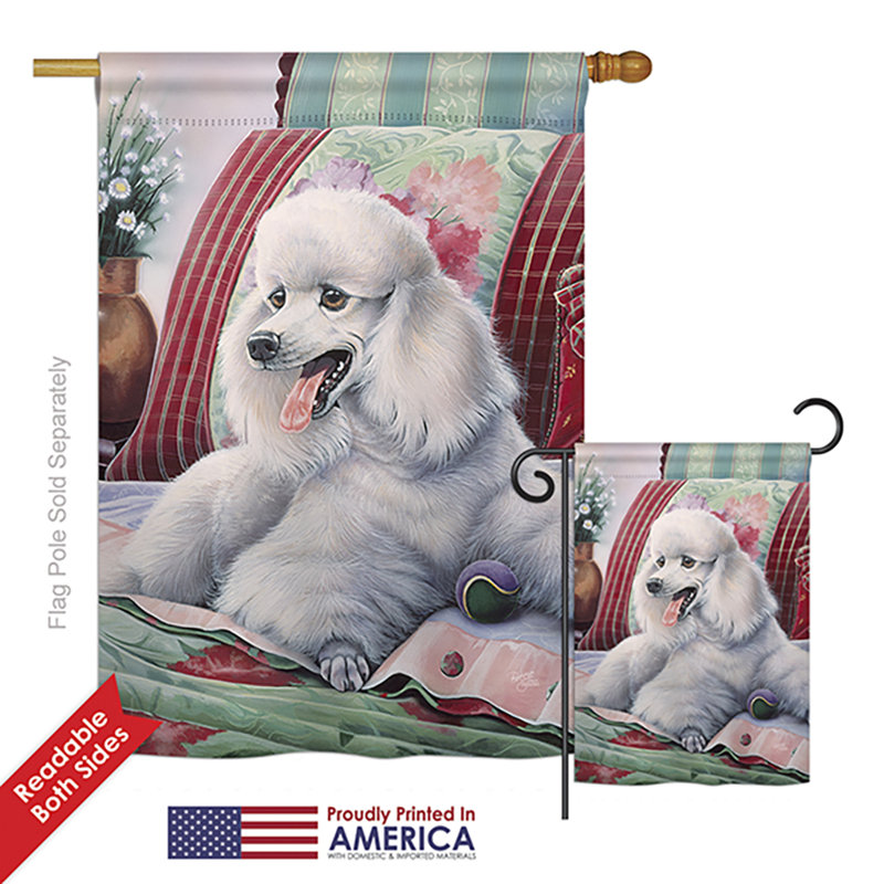 Caniche nature animaux, polyester de 2 côtés 40 x 28 po ensemble de drapeau