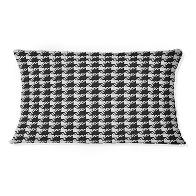 Coussin noir et blanc Houndstooth - Mid-Century