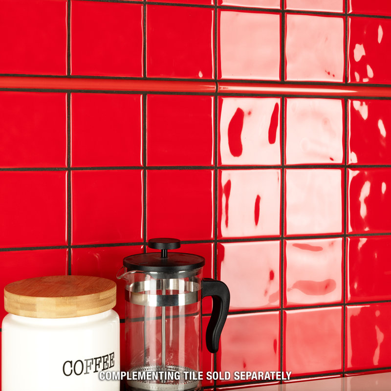 Twist 4" x 4" Ceramic Grid Mosaic Tile, Red Cherry