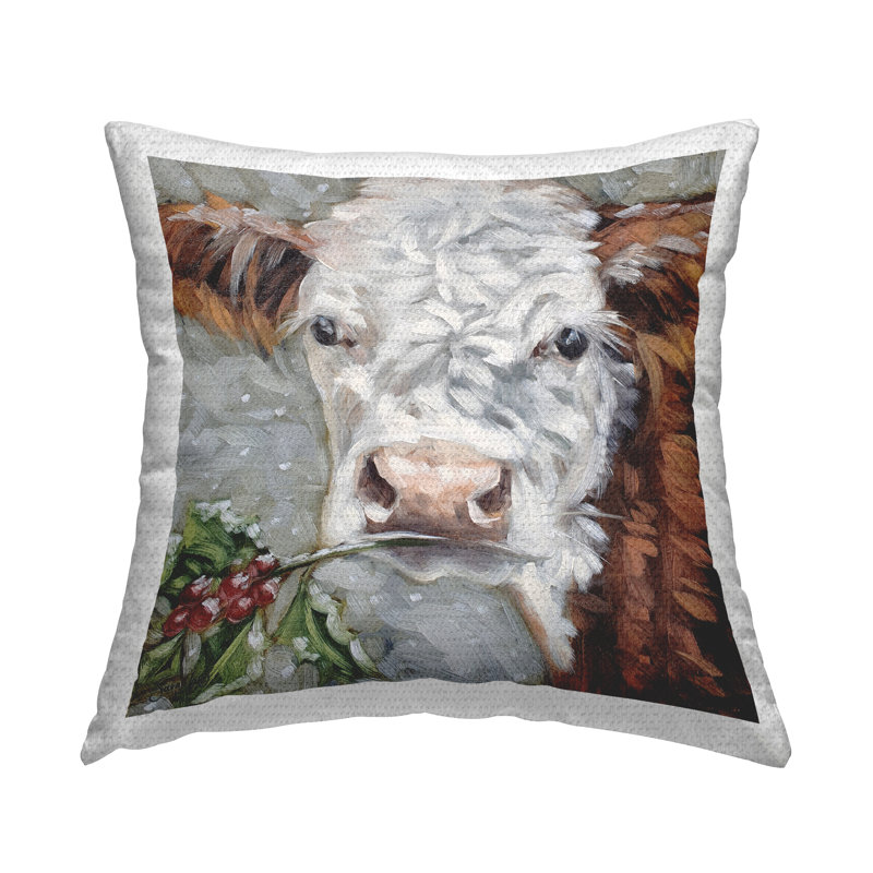 Coussin d'extérieur à motif saisonnier Holly Sprig