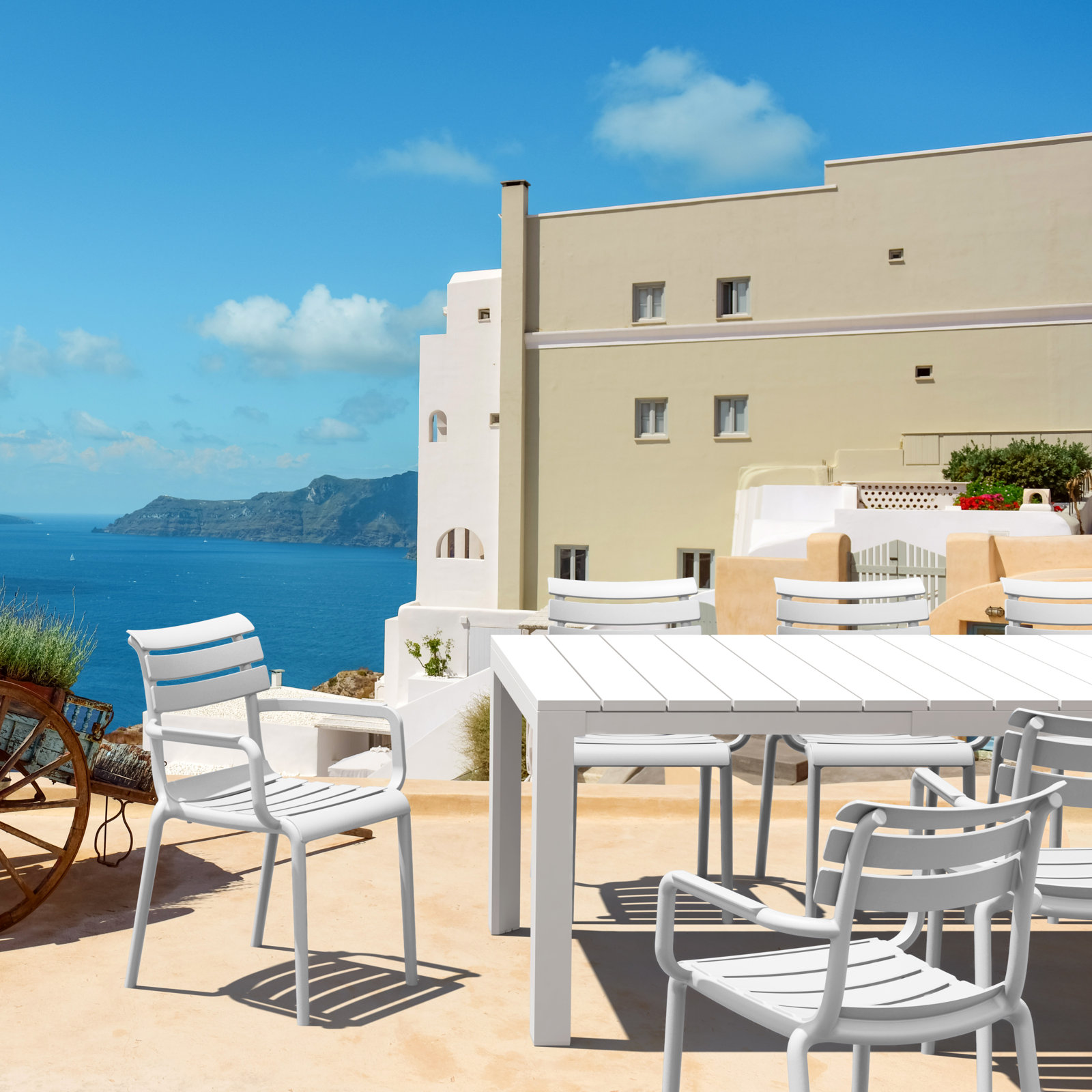 Aragons Stackable Patio Armchair, White