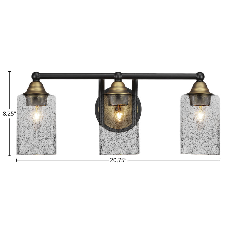 Michell 3-Light Bath Bar, Smoke Bubble, Matte Black/Brass