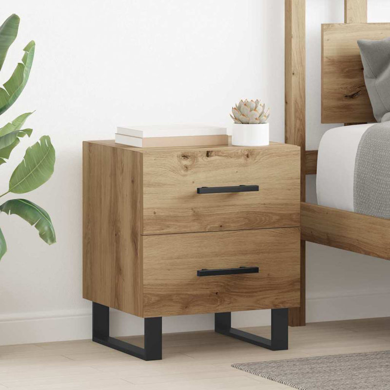 Bedside Cabinet 40 X 35 X 47.5 Cm Engineered Wood, Artisan Oak