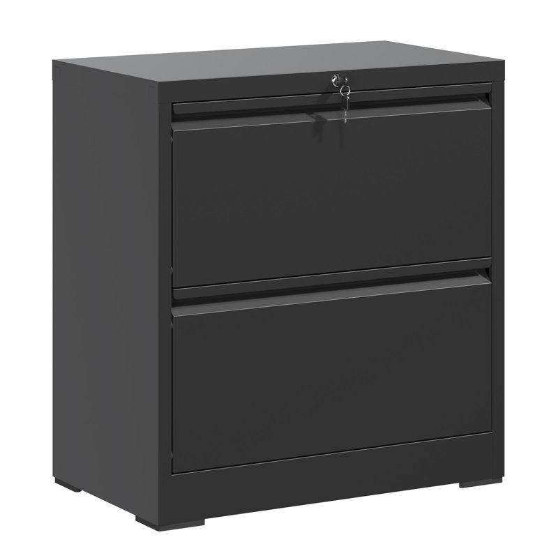 Armoire de rangement pour bureau, classeur horizontal avec serrure, classeur latéral en métal avec 2 tiroirs pour le bureau personnel, classeur latéral pour le rangement