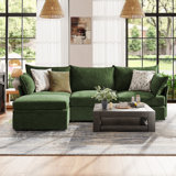 Merchelle 103' Wide Reversible Modern Modular Sectional Sofa With Storage Ottoman -Premium Chenille Fabric