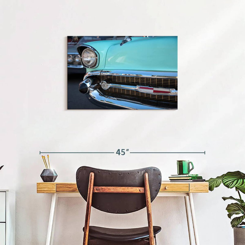 Mehar Turquoise Retro Car, 20" H x 30" W