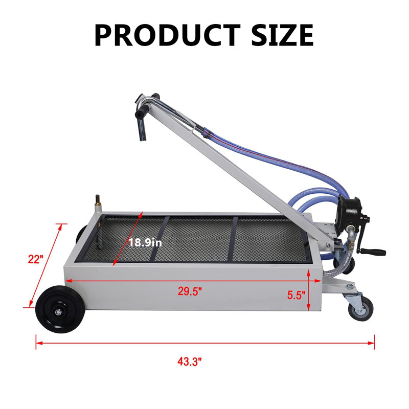Bac de vidange d'huile à profil bas de 15 gallons avec pompe manuelle, réservoir de vidange d'huile mobile robuste avec poignée pliante, roues verrouillables et filtre pour camion, VUS, vidanges d'huile