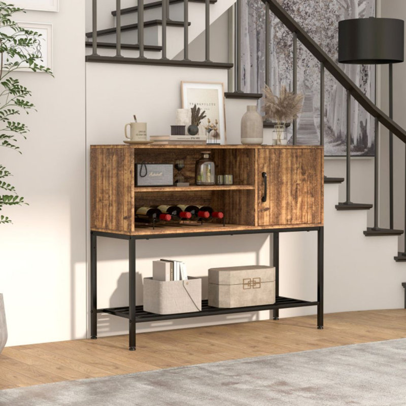 Buffet buffet avec bar et prises de courant et ports USB, Brun