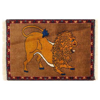 Tapis noué à la main 2 pi x 3 pi Animal