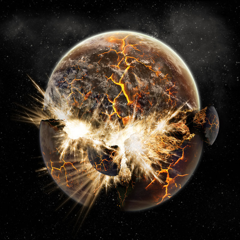 Planet Earth Apocalypse by Sdecoret - Wrapped Canvas Print, 30cm H x 30cm W x 3.8cm D