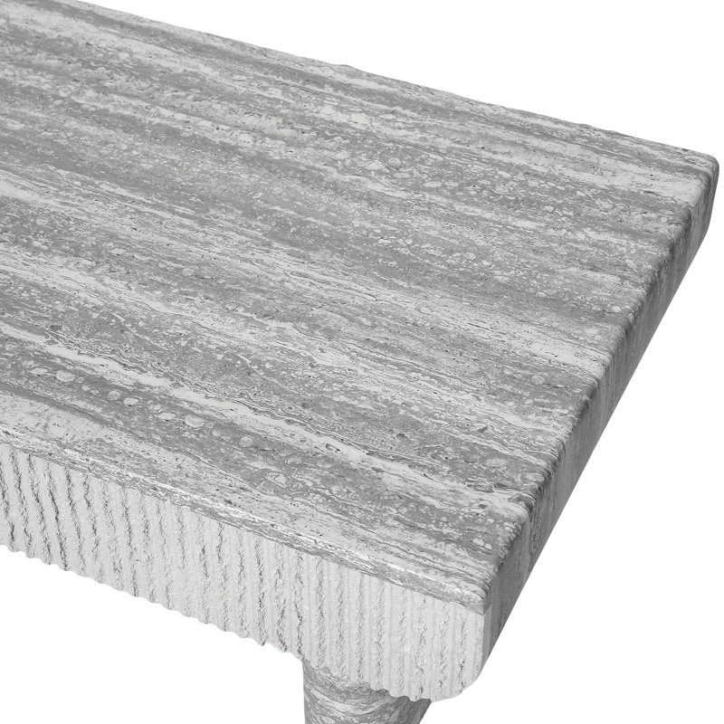 Table basse avec plateau en bois gris, table basse moderne Mid-Century avec tiroir cannelé, table basse de salon, bureau