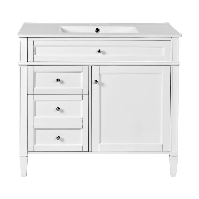 Meuble-lavabo 36 po avec lavabo supérieur, Blanc