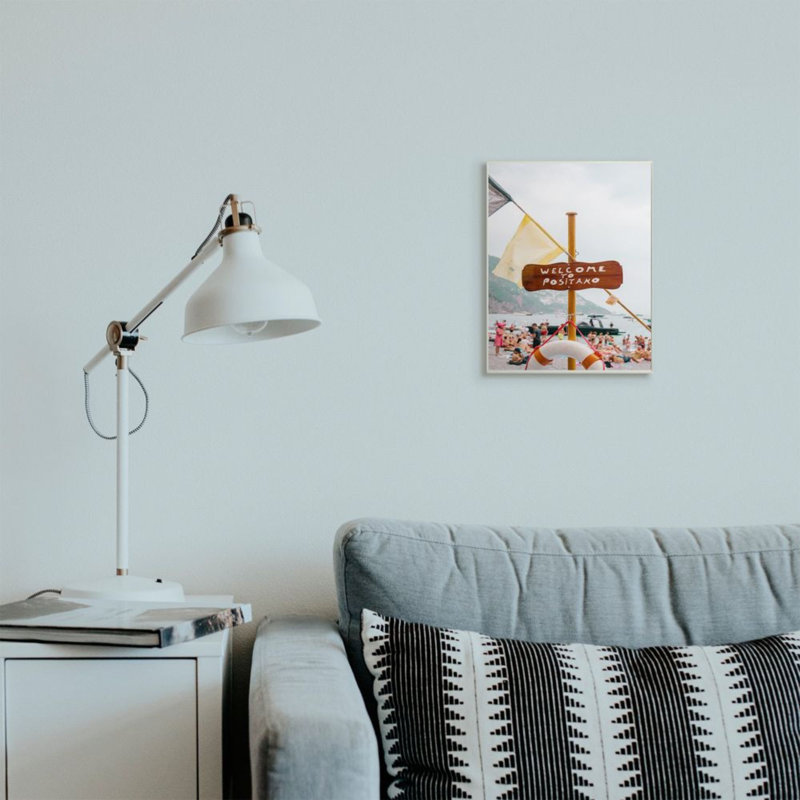 «Welcome To Positano Sign European Beach Vibes», reproduction de photo, H 15 po x l 10 po, Plaque de bois