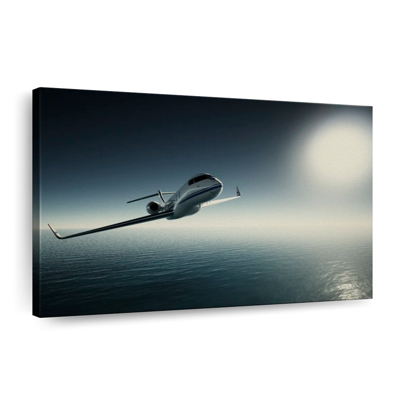 Jet privé sur toile, H 16 po x l 24 po x P 1,25 po