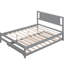 Lit plateforme double avec lit gigogne gris mobile - Structure supérieure réglable en bois de pin-266407009