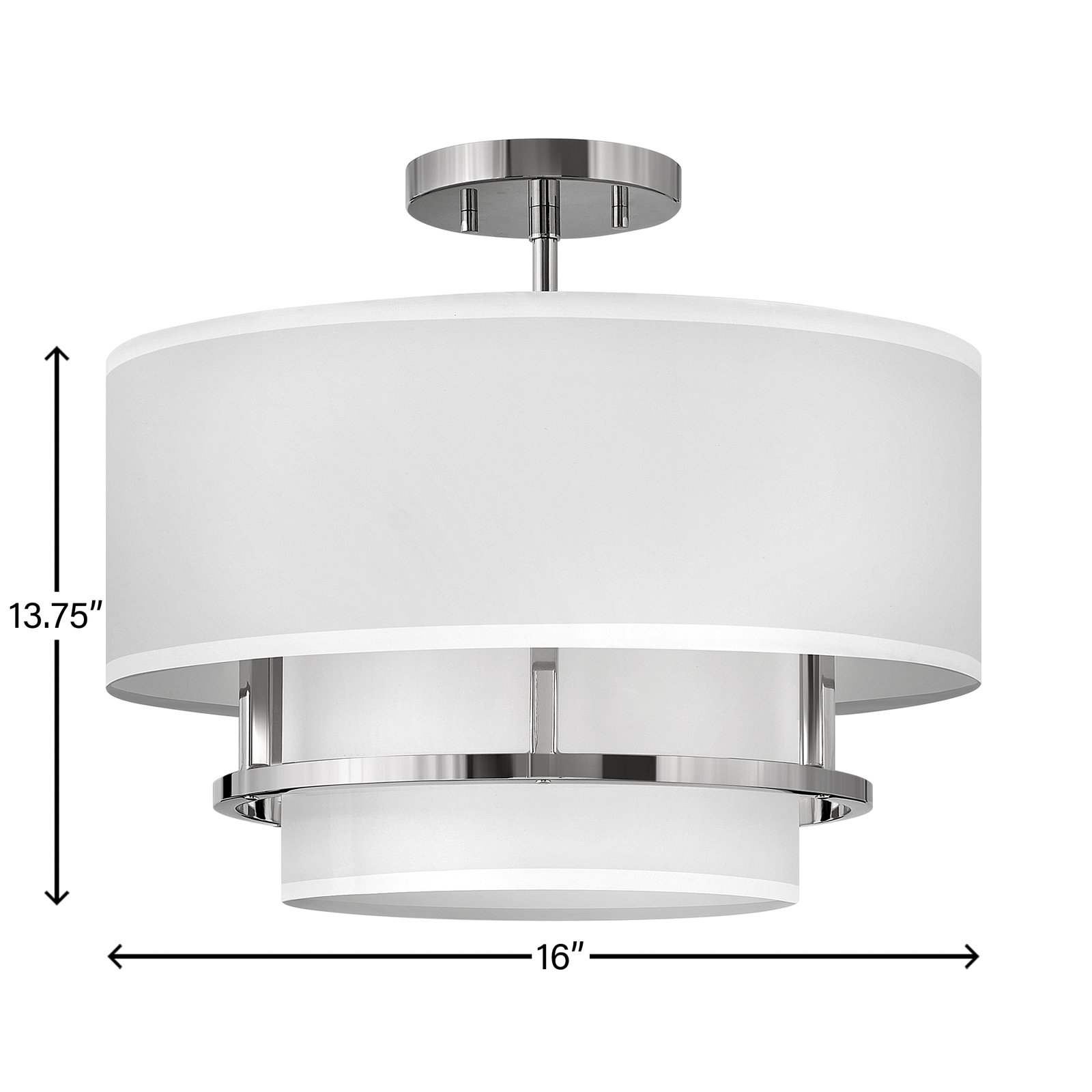 Graham 3-Light Semi Flush Mount, Polished Nickel