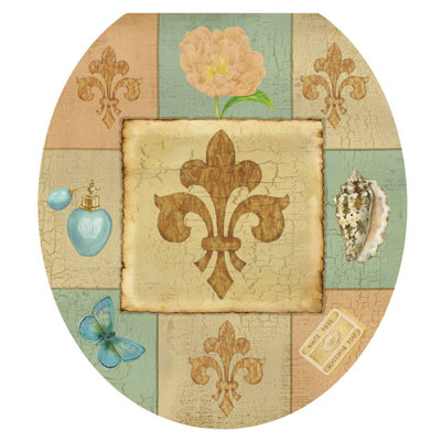 French Lily Collage Toilet Seat Decal – Toilet Tattoos Classic Static Cling Vinyl Lid Cover Fits Round & Elongated Seats