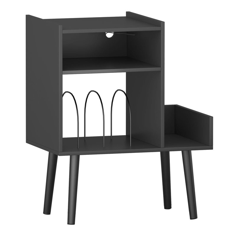 Support pour tourne-disque avec rangement en vinyle, supports pour supports audio-vidéo de salon, Noir