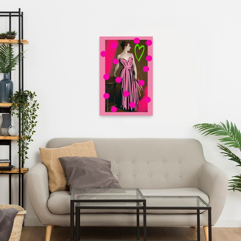 «Pink Graffiti Lady Bold Classic Colorful Portrait Urban», reproduction d'art mural, H 24 po x l 16 po