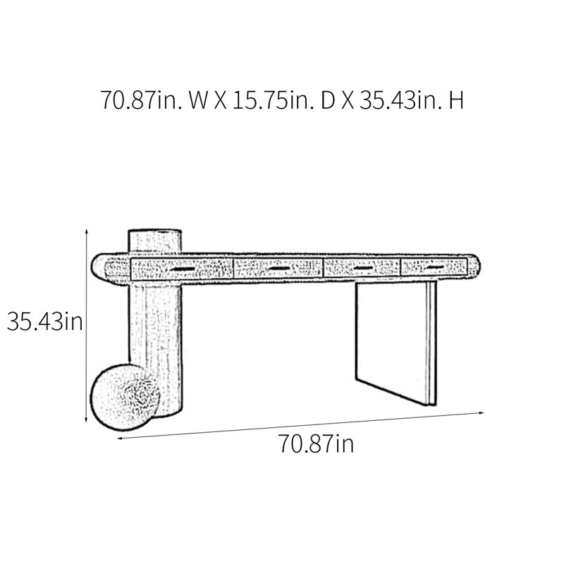 Retro Multifunctional Art Console Table, 35.43" H x 70.87" W x 15.75" D