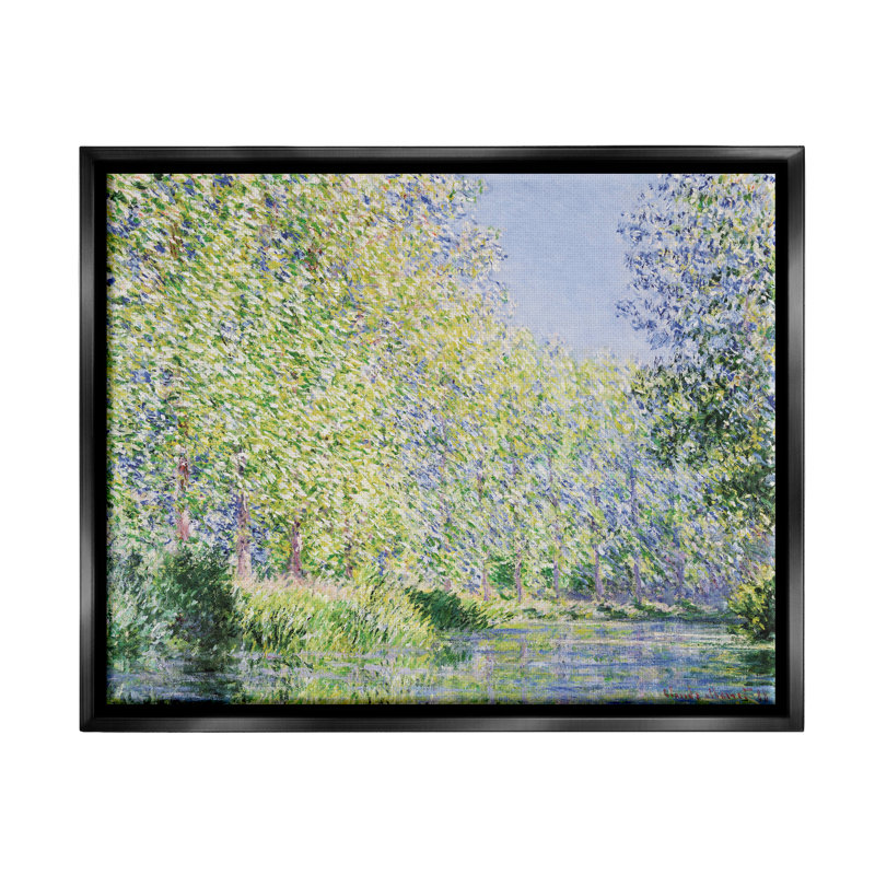 «Epte River» par Claude Monet, Cadre flottant noir de jais, H 17 po x l 21 po x P 1,7 po