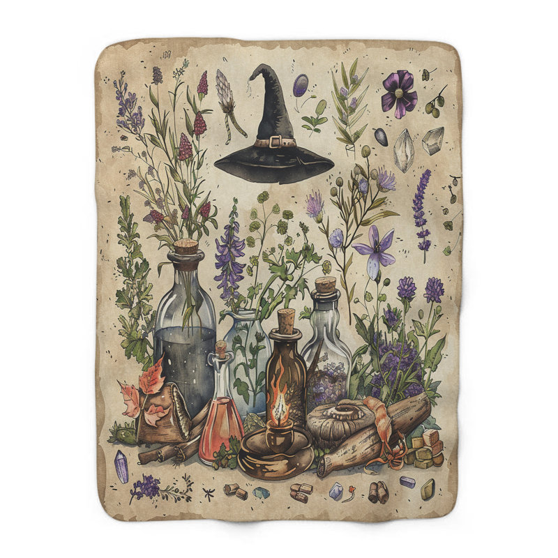Shabby Spellcraft Splendor - couverture en sherpa de qualité supérieure 1 pièce - reproduction d'art luxueuse, Grand lit