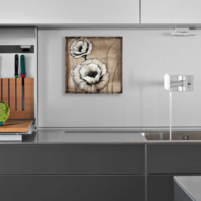 «Neutral Poppies II» par Tim O'Toole, art mural en verre acrylique, 36 po x 36 po