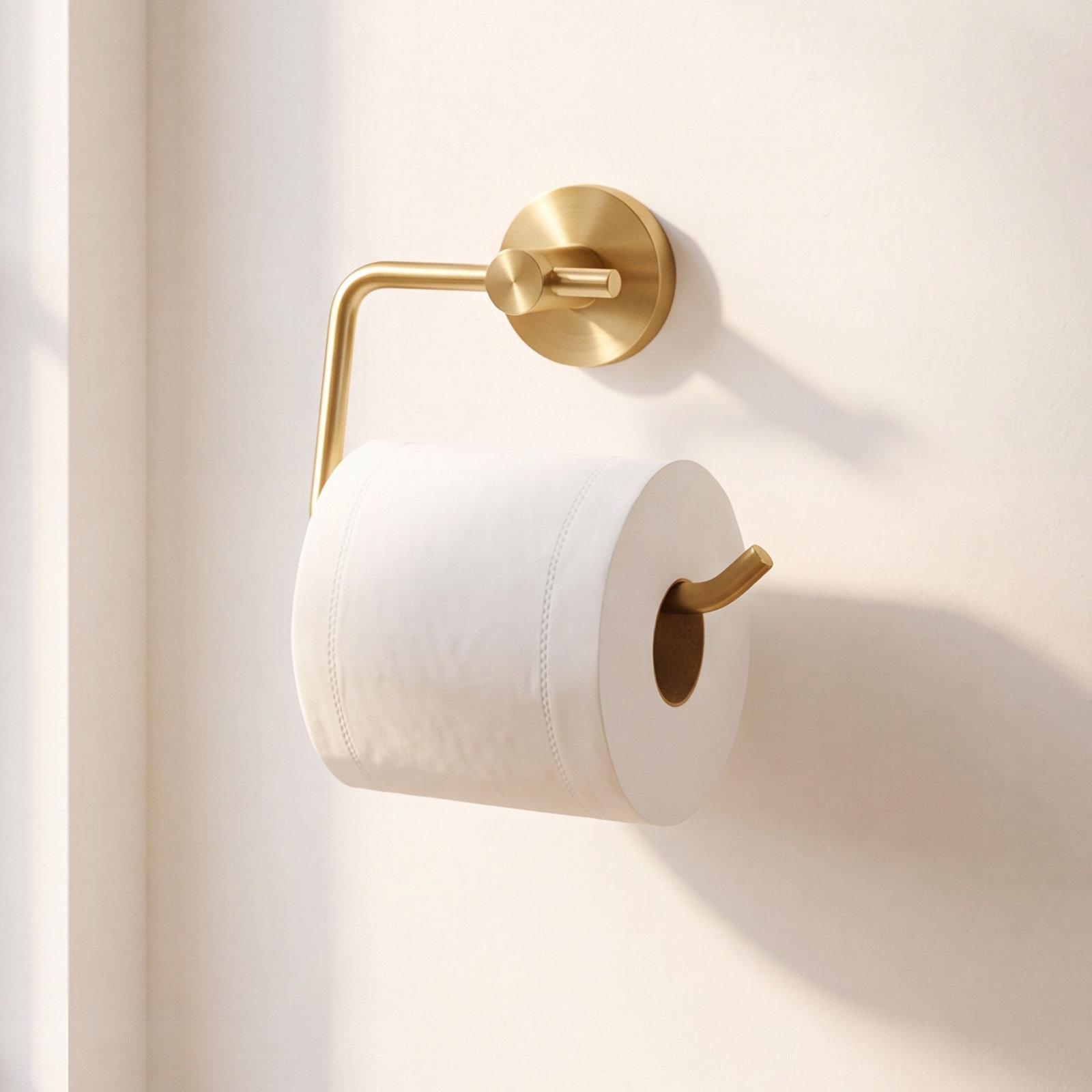 Circular Wall Mount Toilet Paper Holder, Brushed Brass
