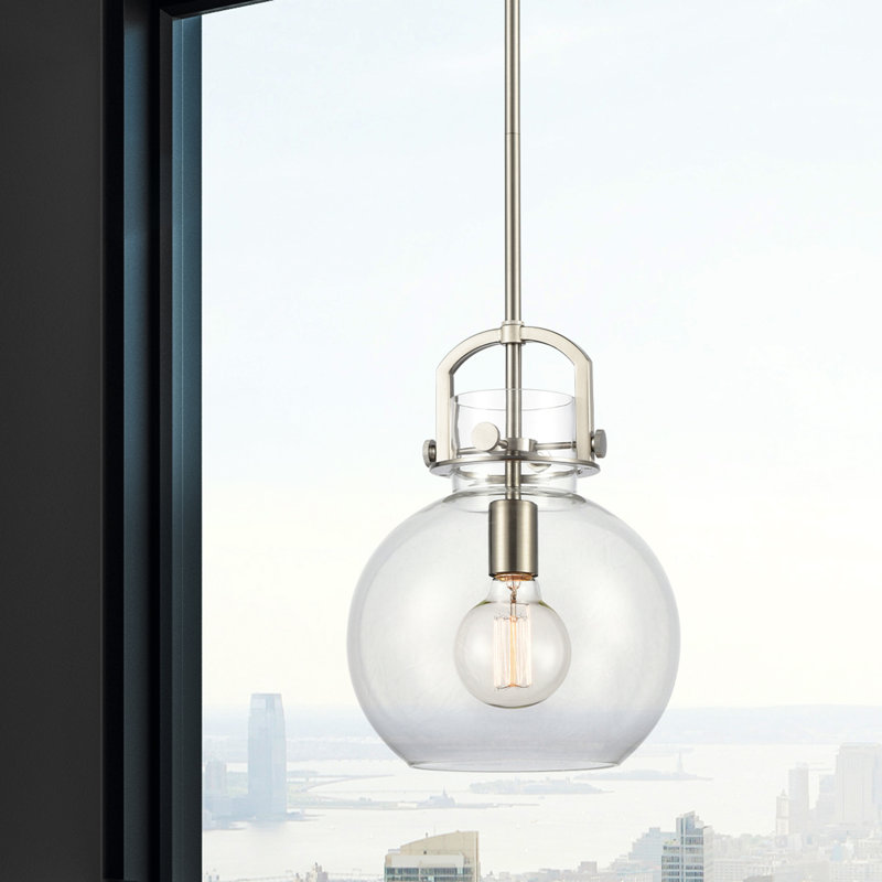Luminaire suspendu à 1 tige Sligo, Clair, Nickel satiné, H 13,38 po x l 10 po x P 10 po