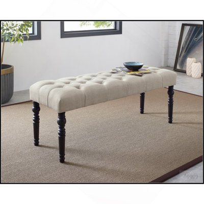 Leviton Fabric Tufted Turned Leg  Dining Bench, Purple