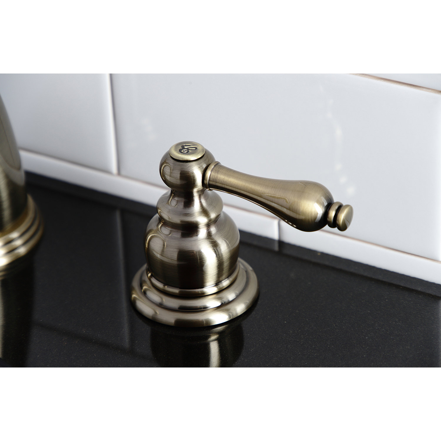 Victorian Widespread Bathroom Faucet with Drain, Antique Brass